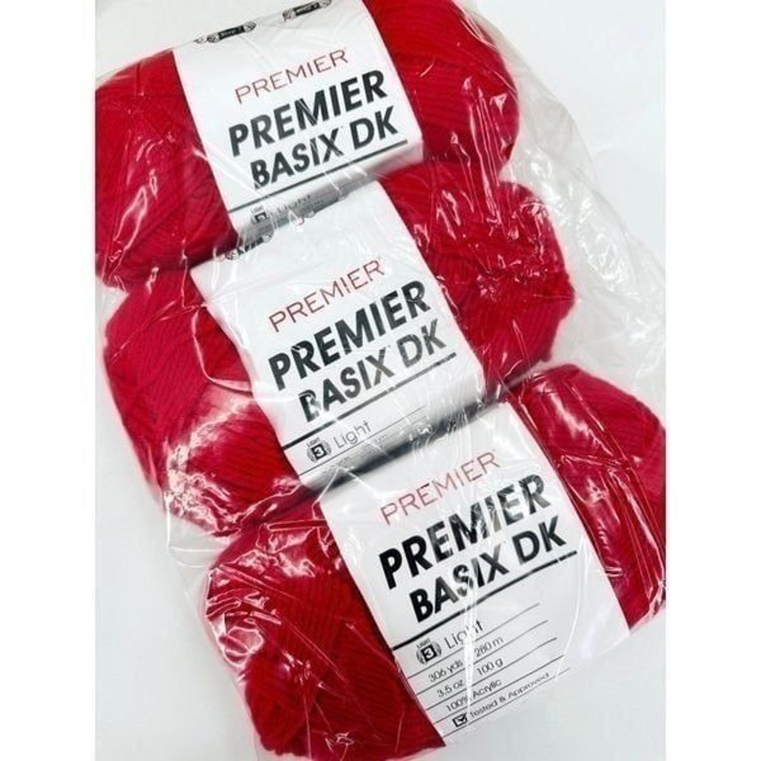 Premier Yarns Basix DK Yarn #3 Light CHERRY RED 3.5 oz 306 yds Acrylic 3 pack
