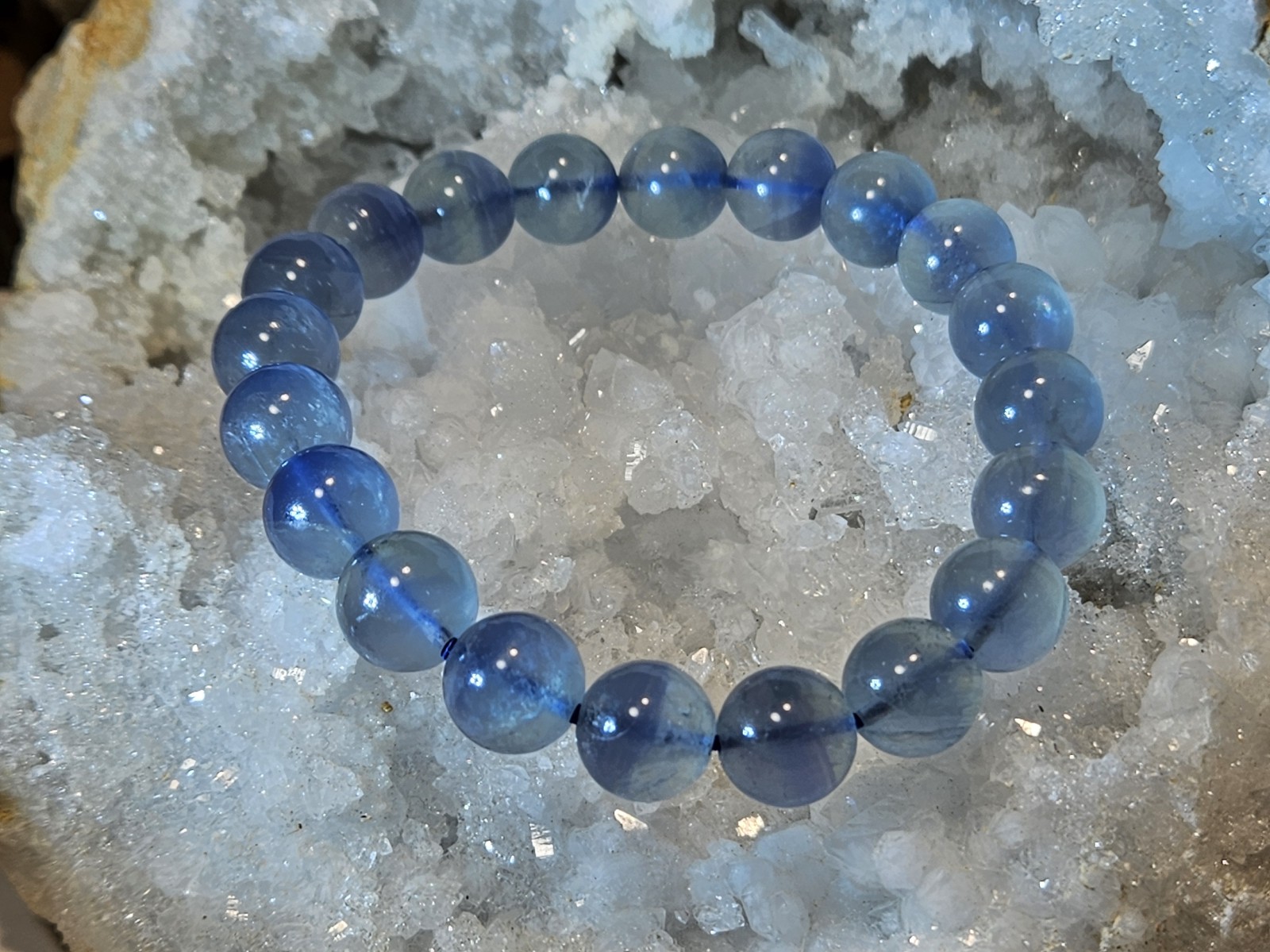 Natural Ice Blue Fluorite 10mm Bracelet – Calming & Clarity