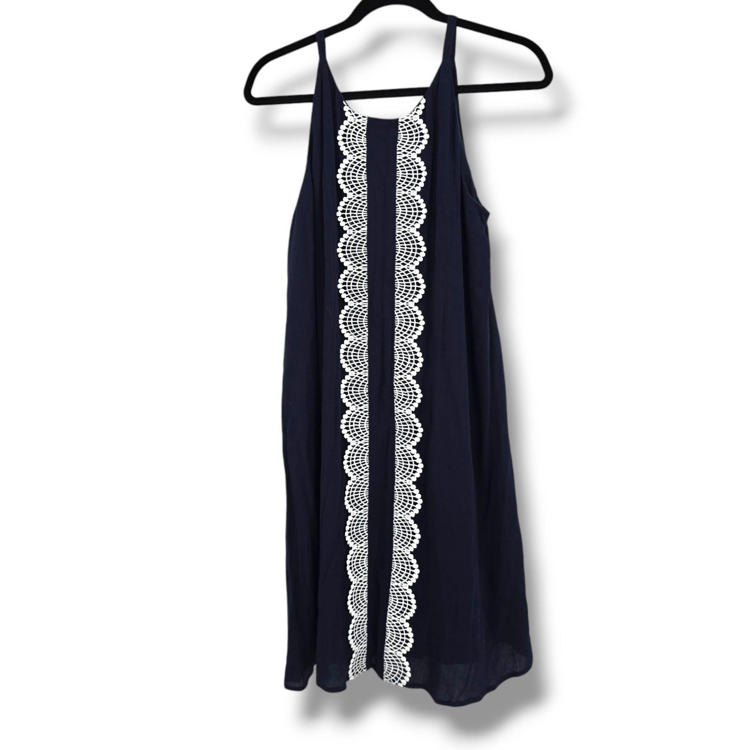 NEW Westport 1962 Dress Barn Women's Crochet Lace A Line Mini Dress Blue Large