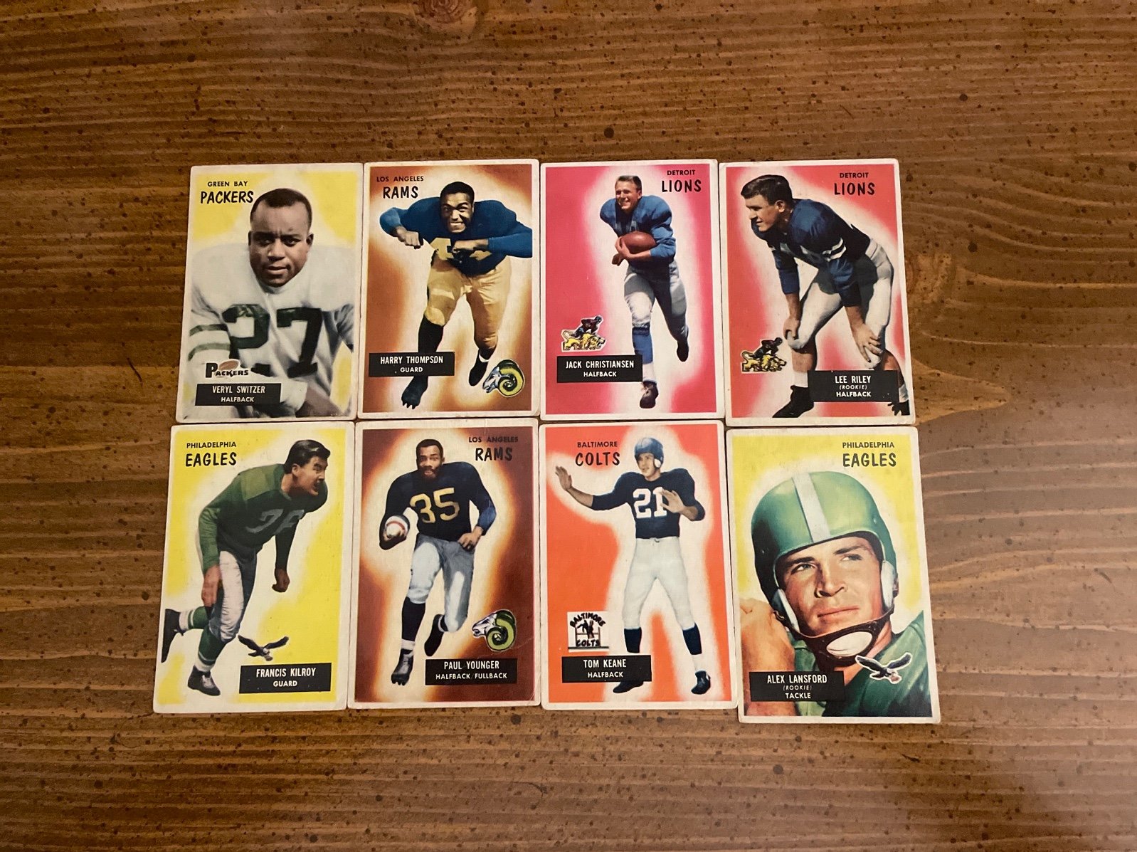 1955 Bowman Football Card Lot (8) Vg