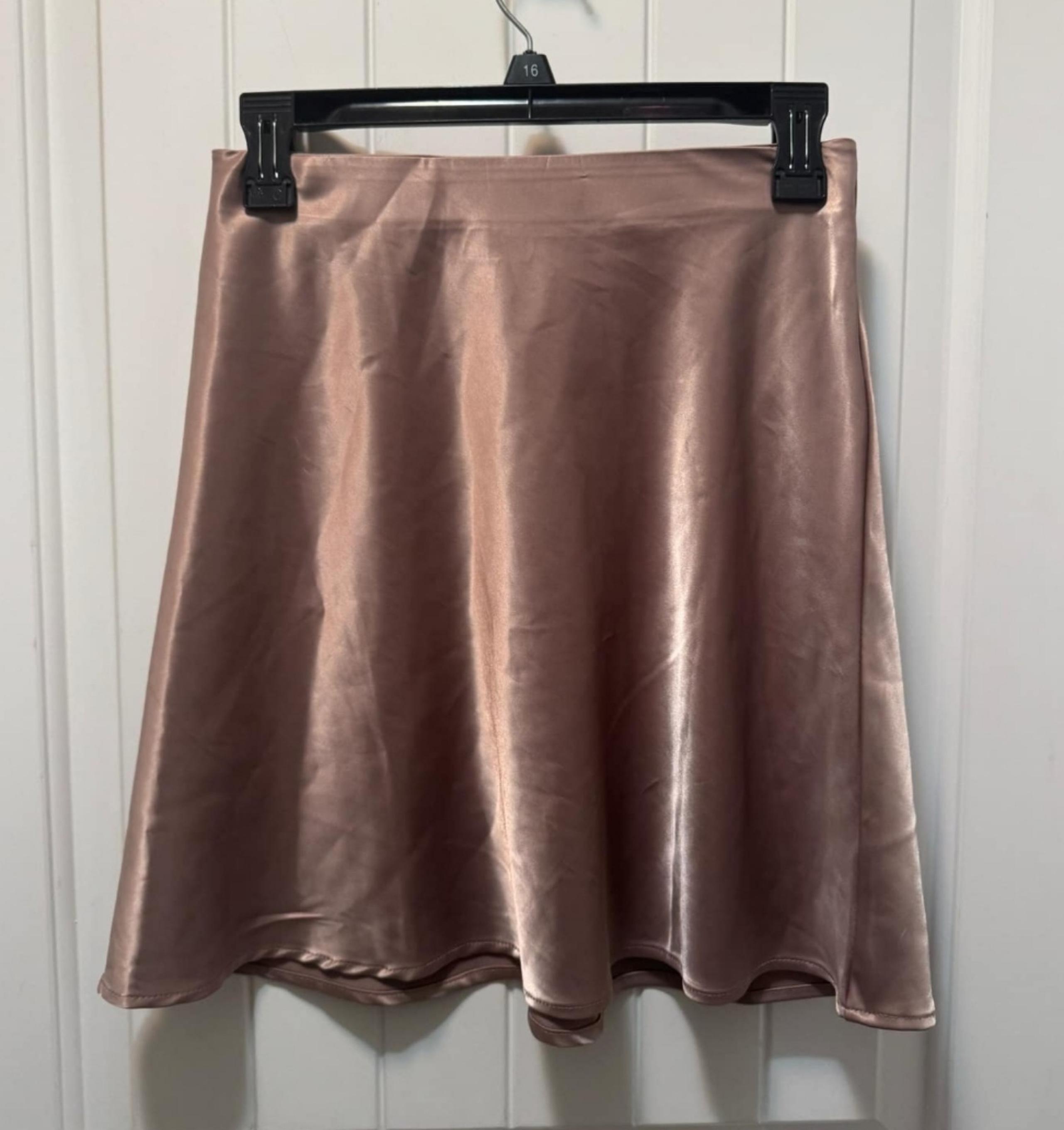SHE + SKY Beige Tan SATIN MINI SKIRT  SIZE S