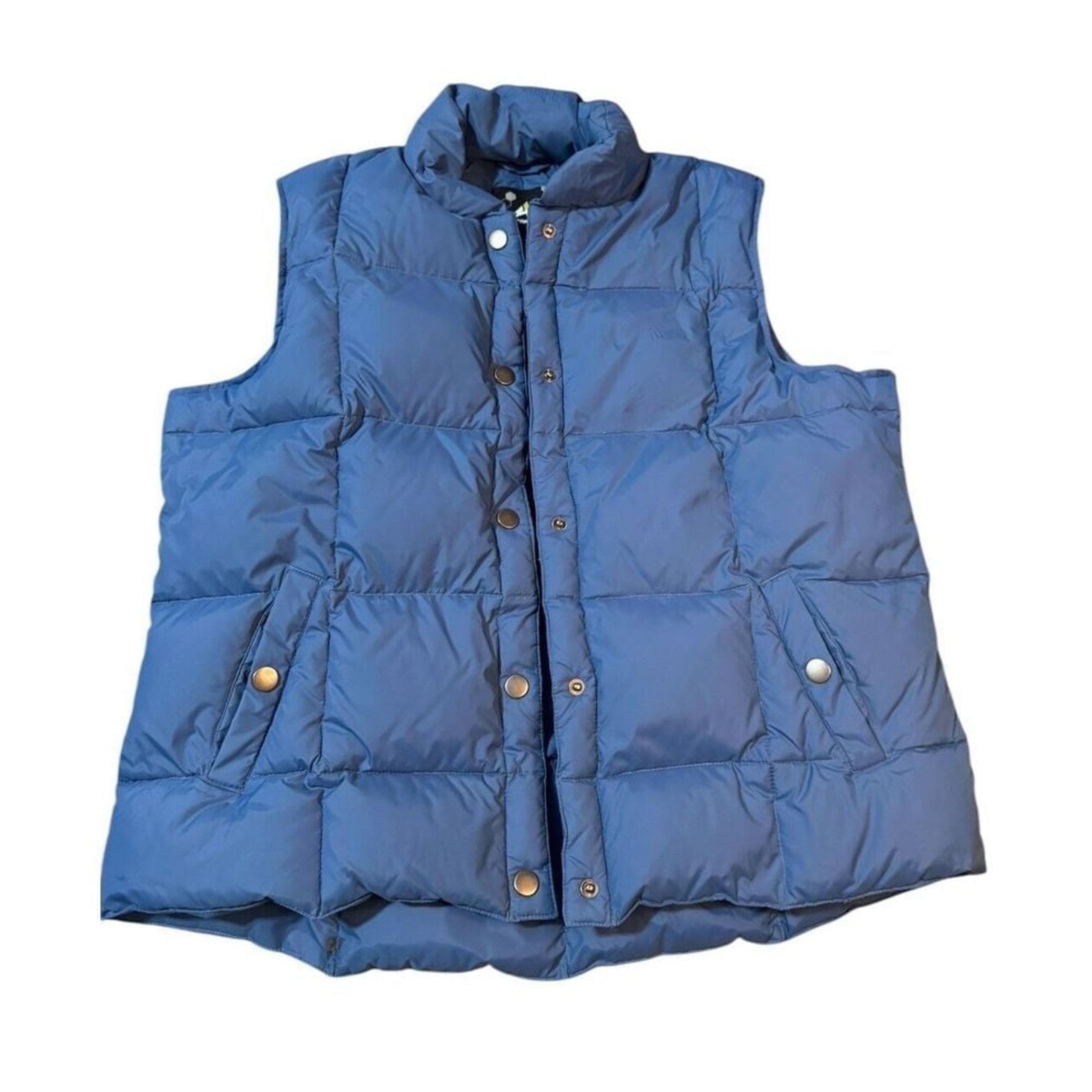 Athletech Quilted Down Puffer Vest Women XLarge Blue Snap Front Nylon Ski Winter