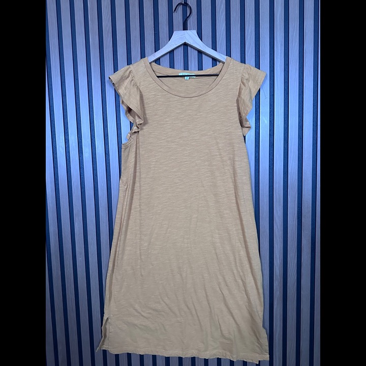 Z Supply Dress Medium Womens Orange Flutter Sleeve Midi 100% Cotton Heather