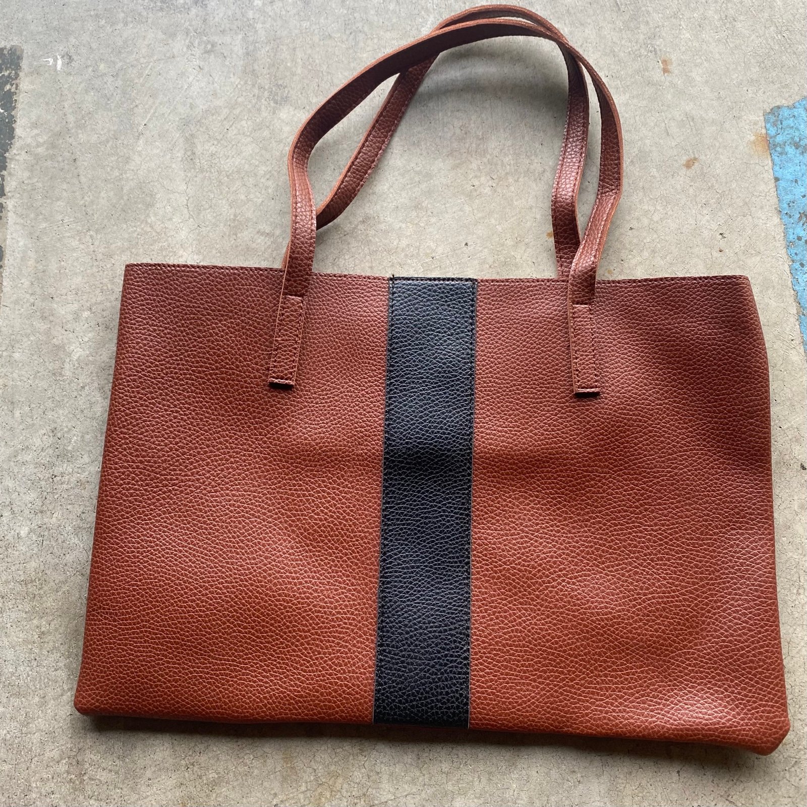 Vince Camuto Brown and Black Leather Tote Bag