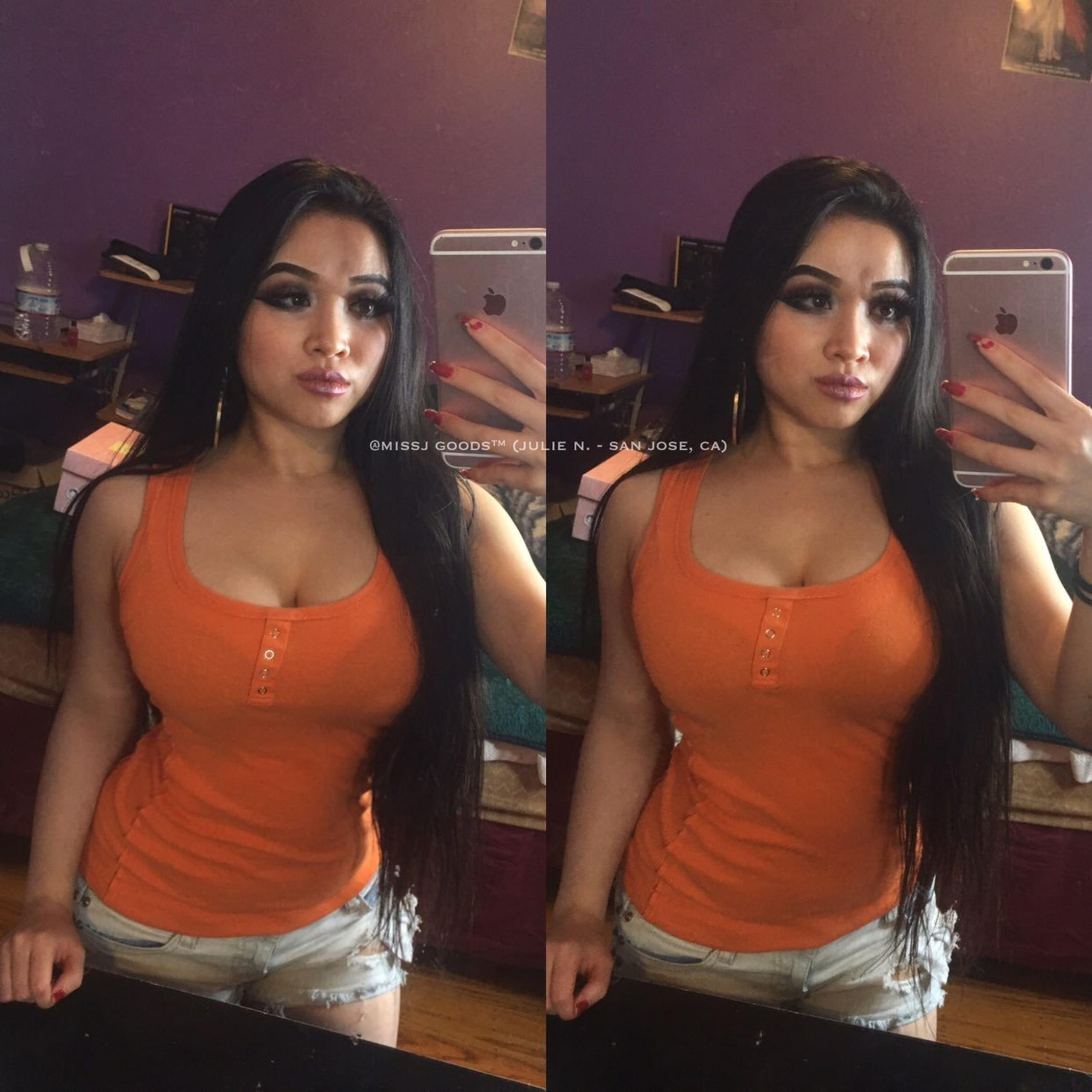 Orange Scoop Neck Buttoned Tank Top