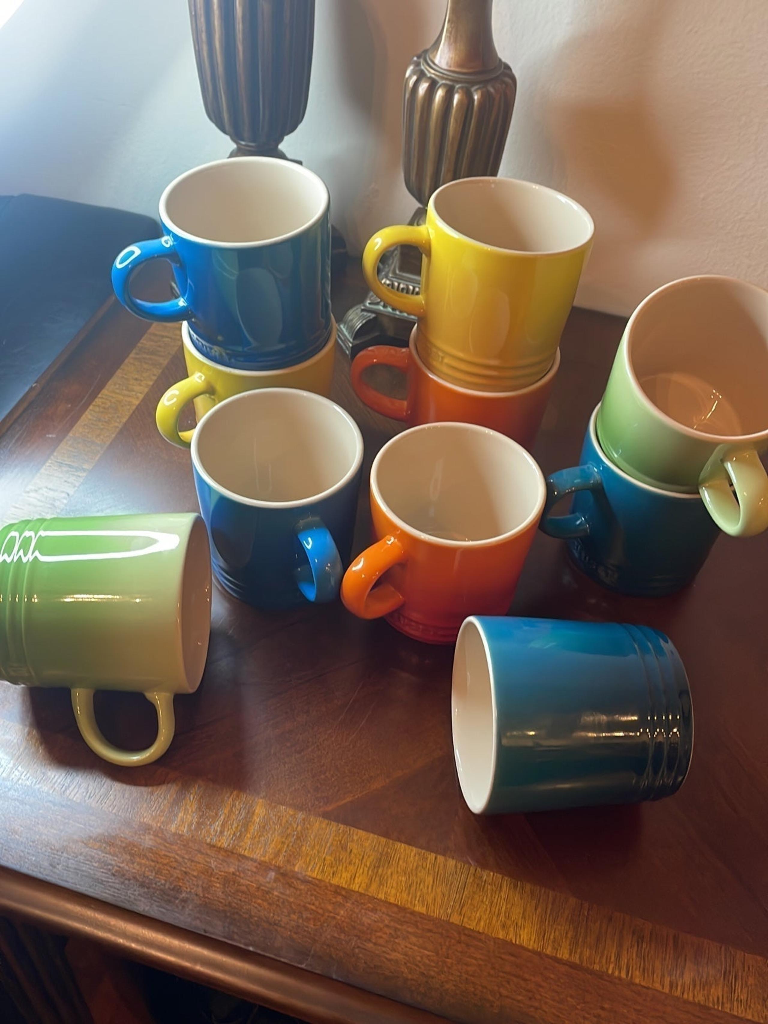 Le Creuset Coffee /Tea Mugs Lot of 10 (assorted colors) NWT