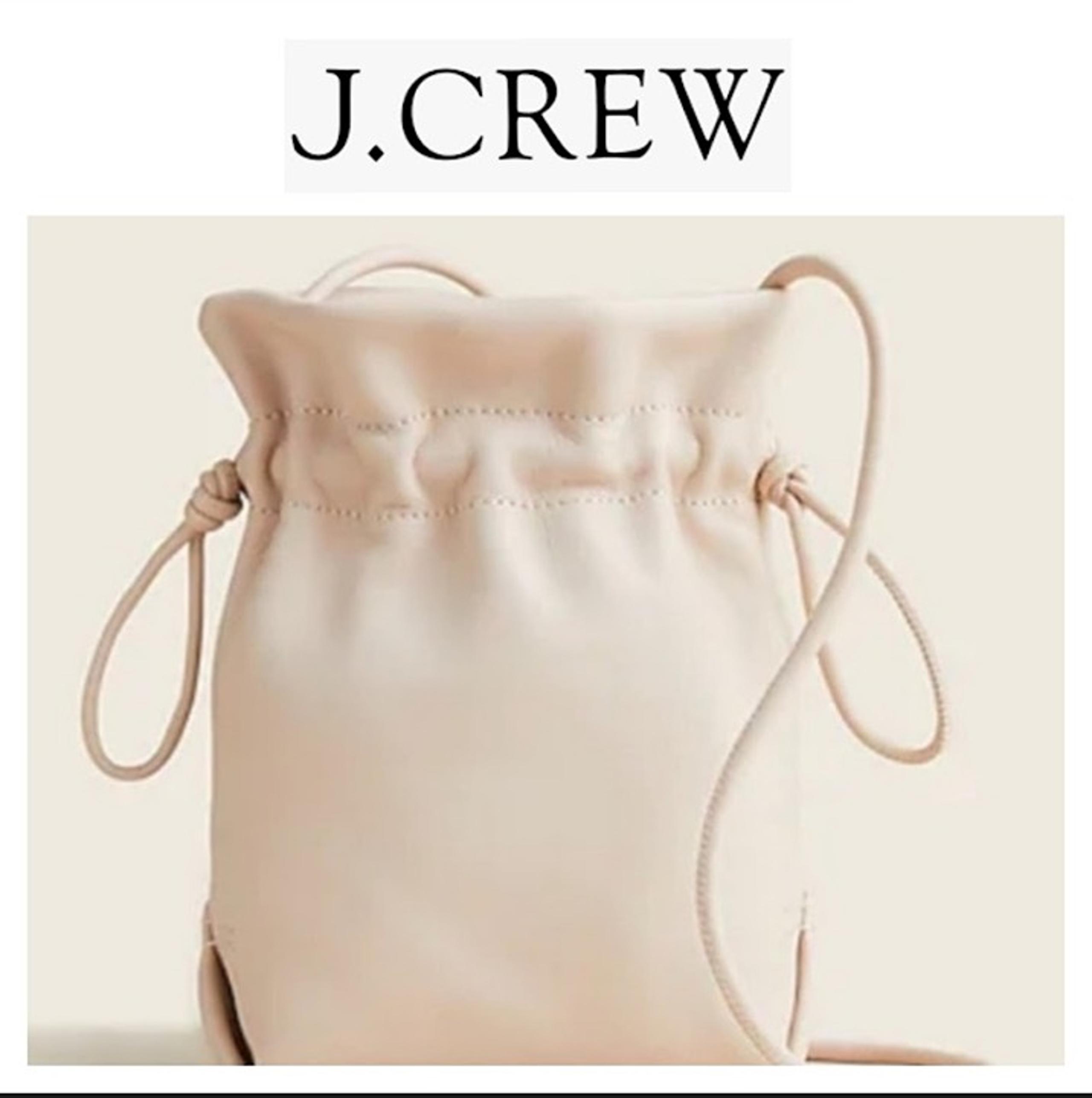 J. Crew NWT Blush Beige 100% Leather Drawstring Bucket Crossbody Bag