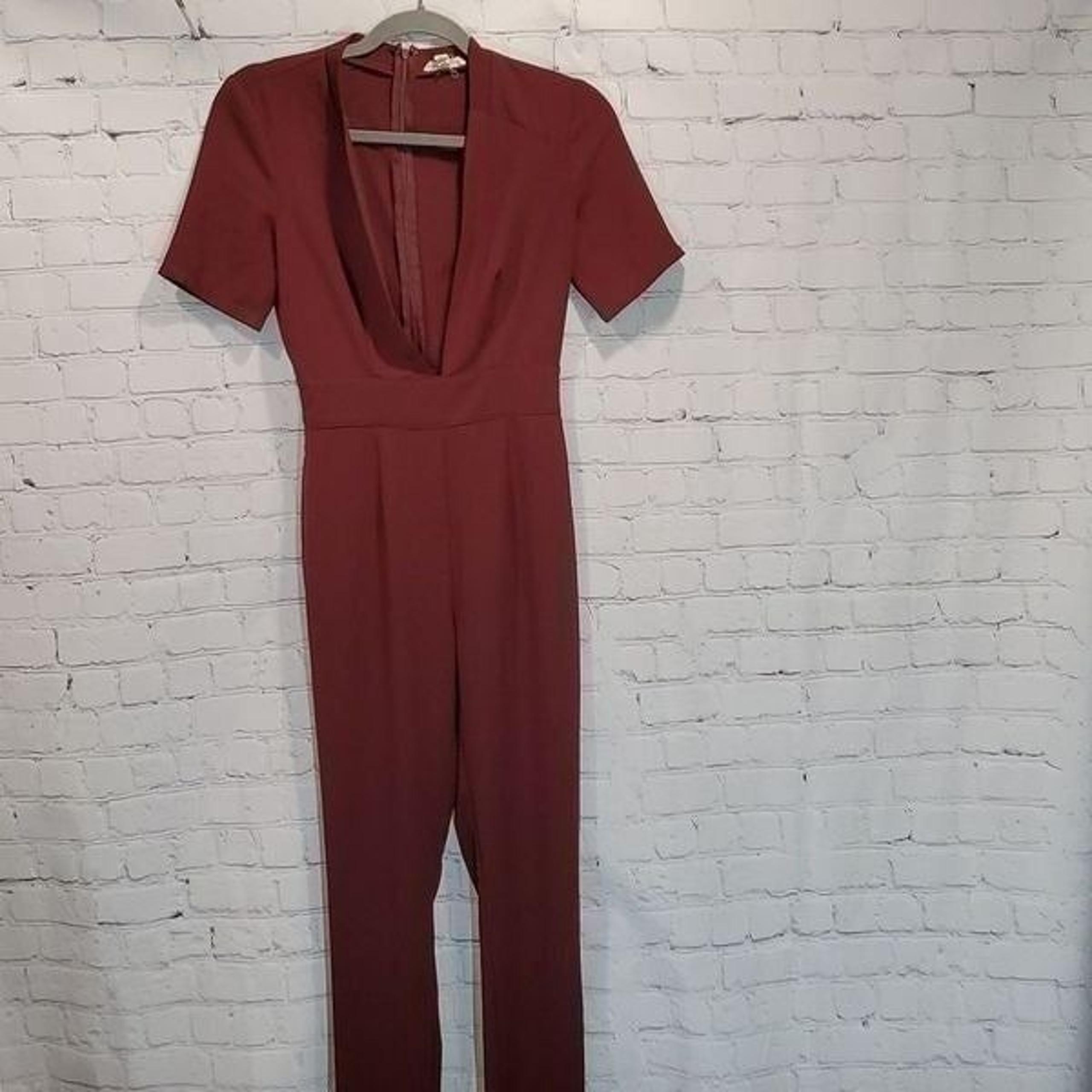 Silence and Noise burgandy plunge v neck pant jumpsuit