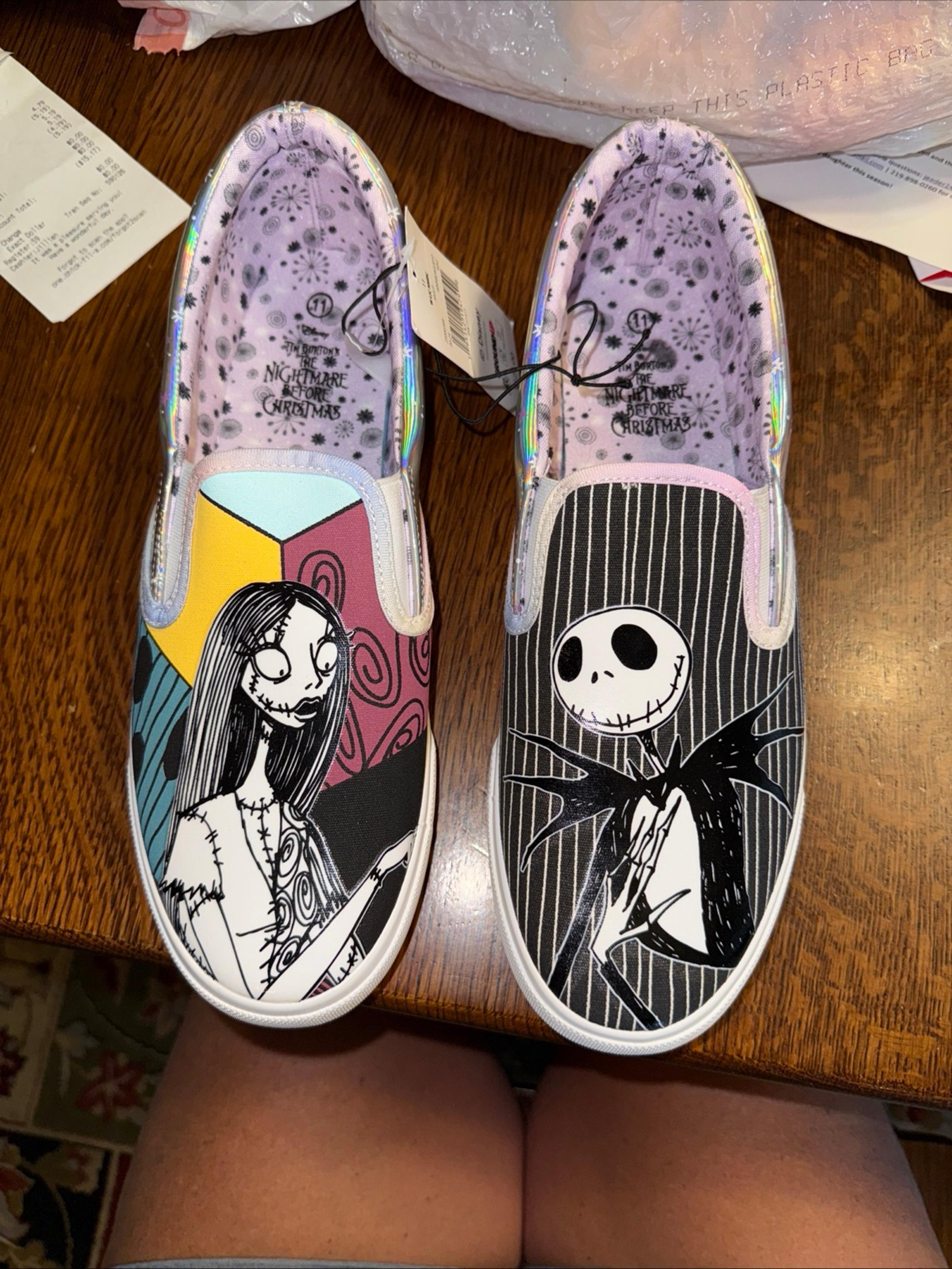 Nightmare Before Christmas Slip On Low Top Sneaker Shoes Jack & Sally W11/M9.5