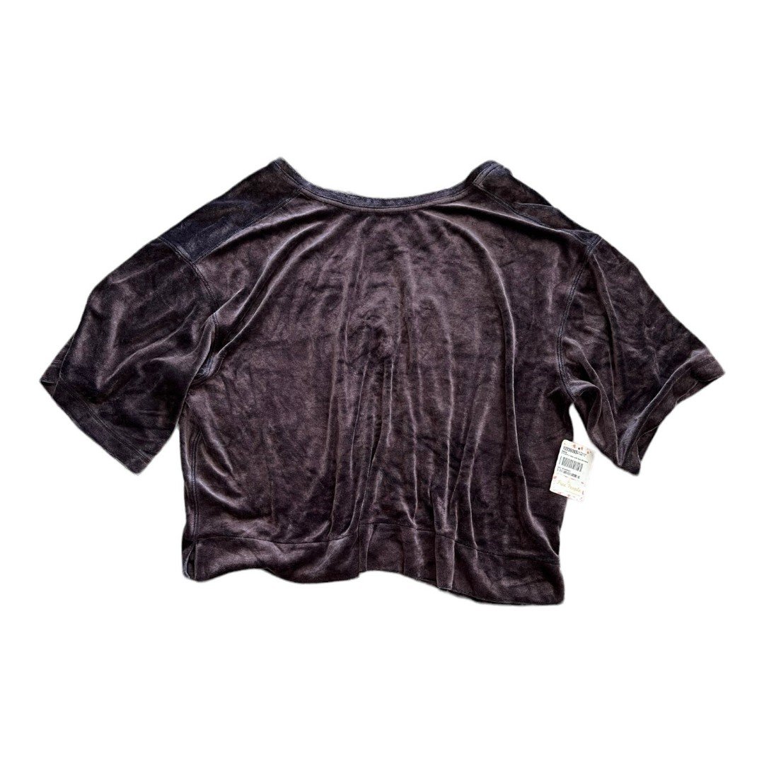 We The Free Purple Velvet Valerie Boxed Relaxed Top S