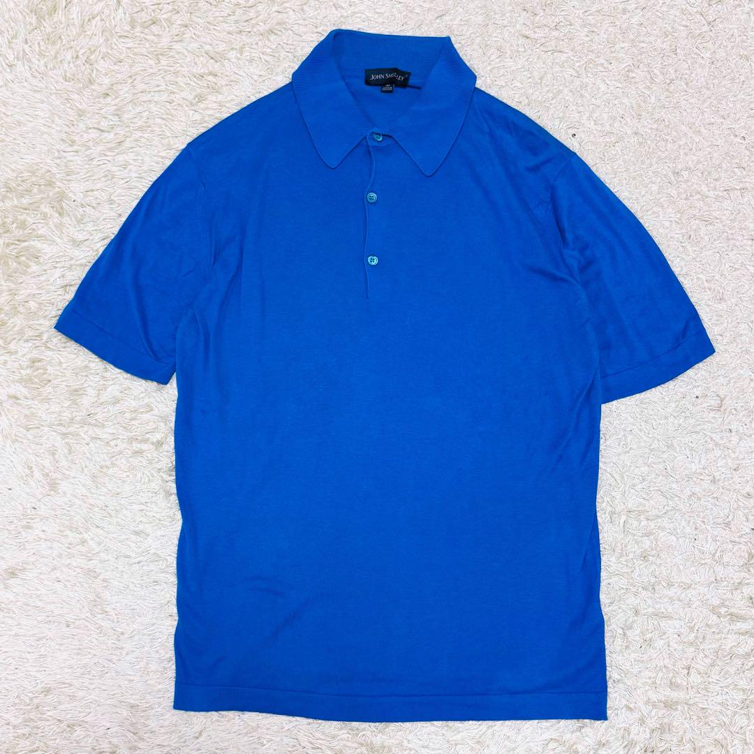 John Smedley Knit Polo Blue