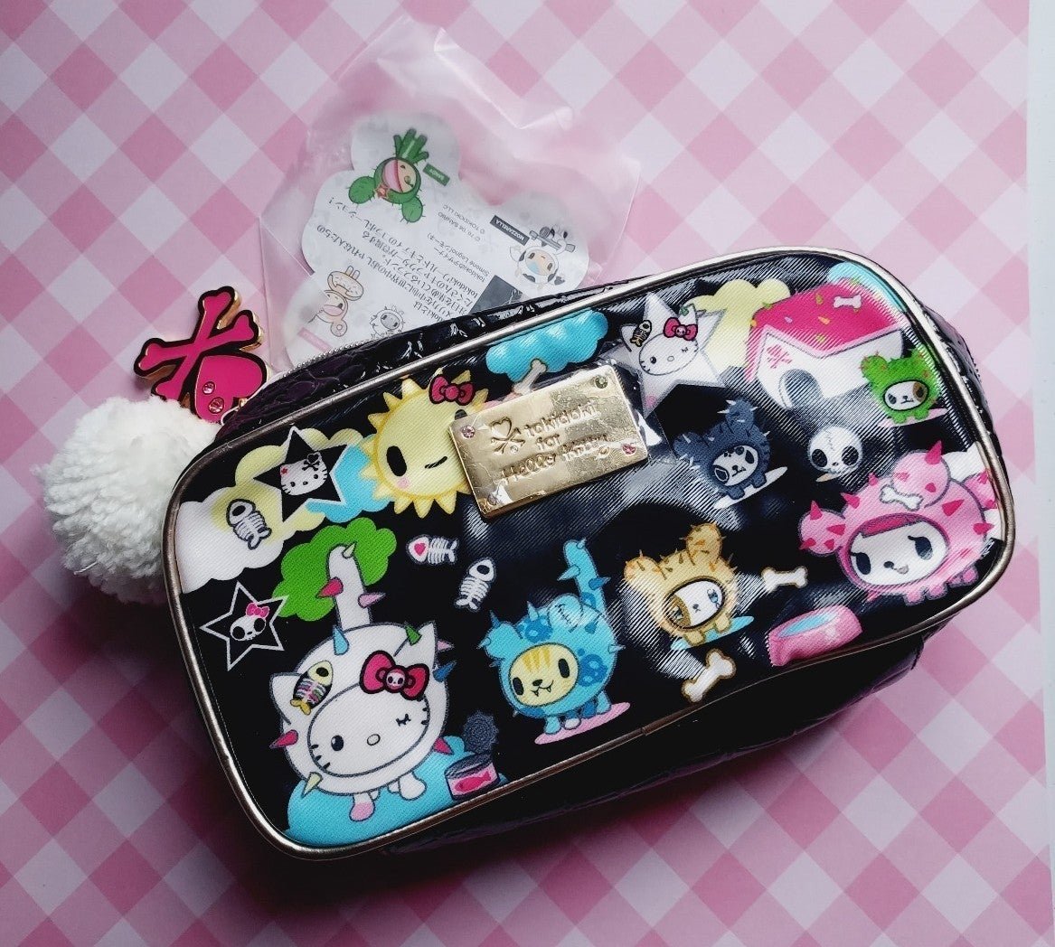 Sanrio Hello Kitty vintage black tokidoki charm purse bag stationery vtg new