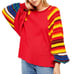 Free People Rainbow Dreams Thermal Knit Balloon Sleeve Pullover Top Size Medium