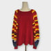 Free People Rainbow Dreams Thermal Knit Balloon Sleeve Pullover Top Size Medium