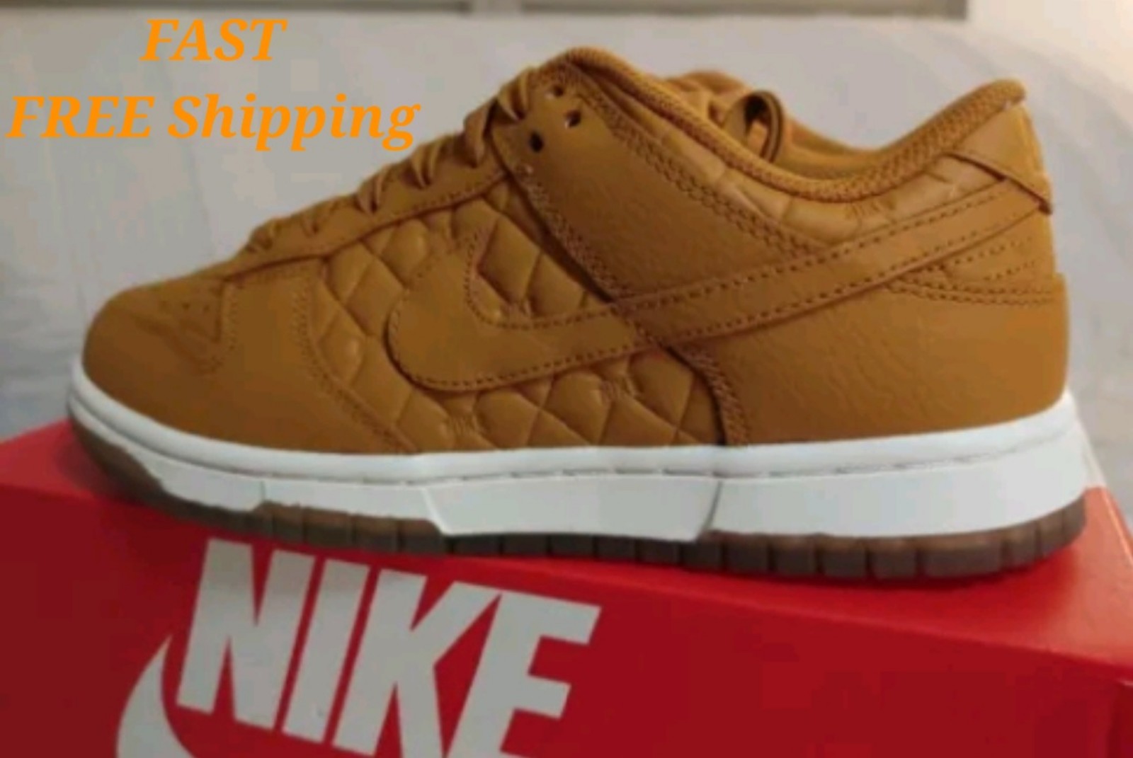 Nike Dunk Low 'Quilted Wheat' Size 6.5 FAST FREE SHIPPING