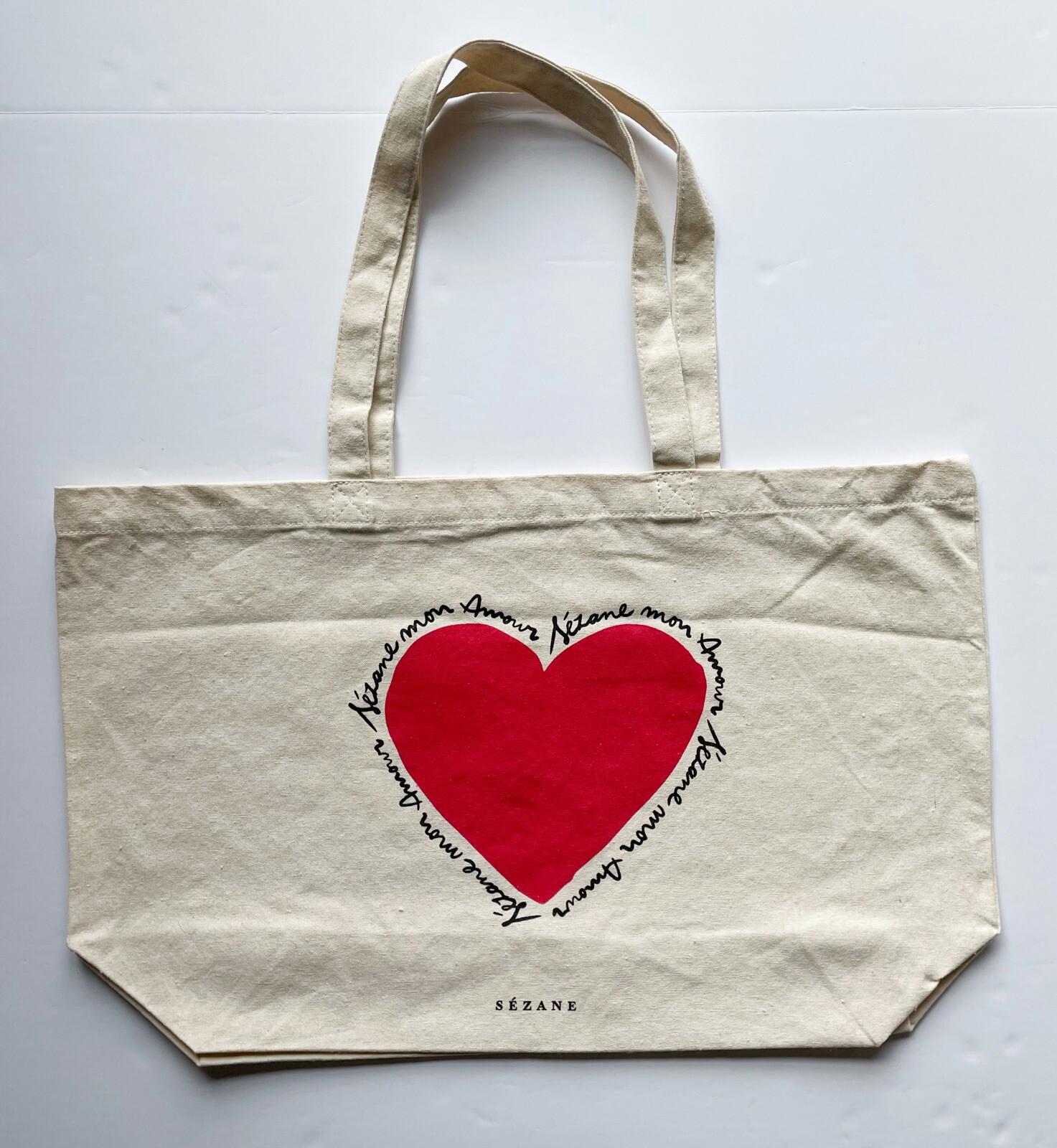 Sezane Limited Edition Heart Amour Cotton Tote Bag