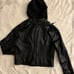 Levis women’s black faux leather motorcycle jacket w/hood