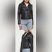 Levis women’s black faux leather motorcycle jacket w/hood