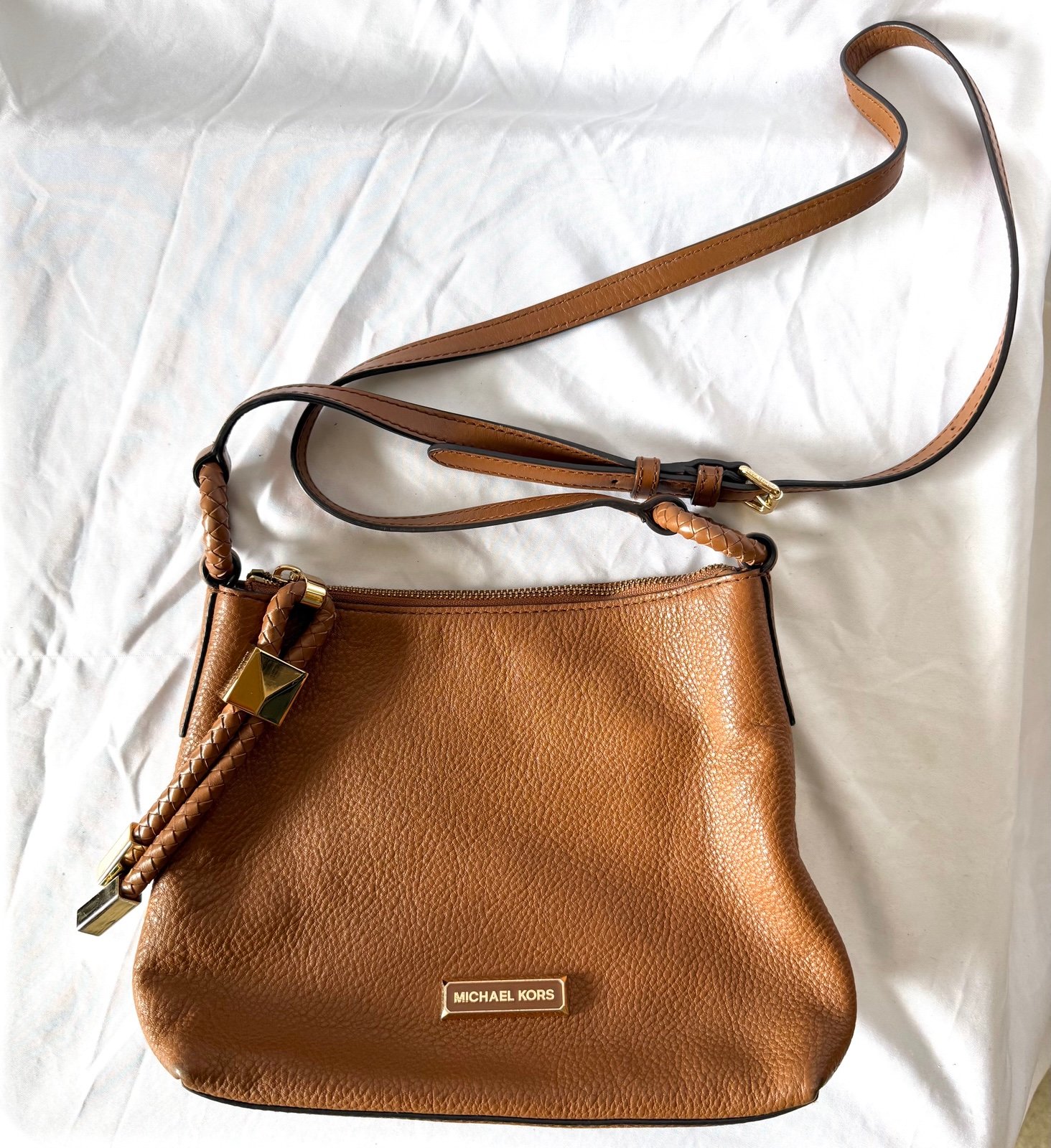 Michael Kors Lexington Crossbody Purse “Luggage” Brown Leather