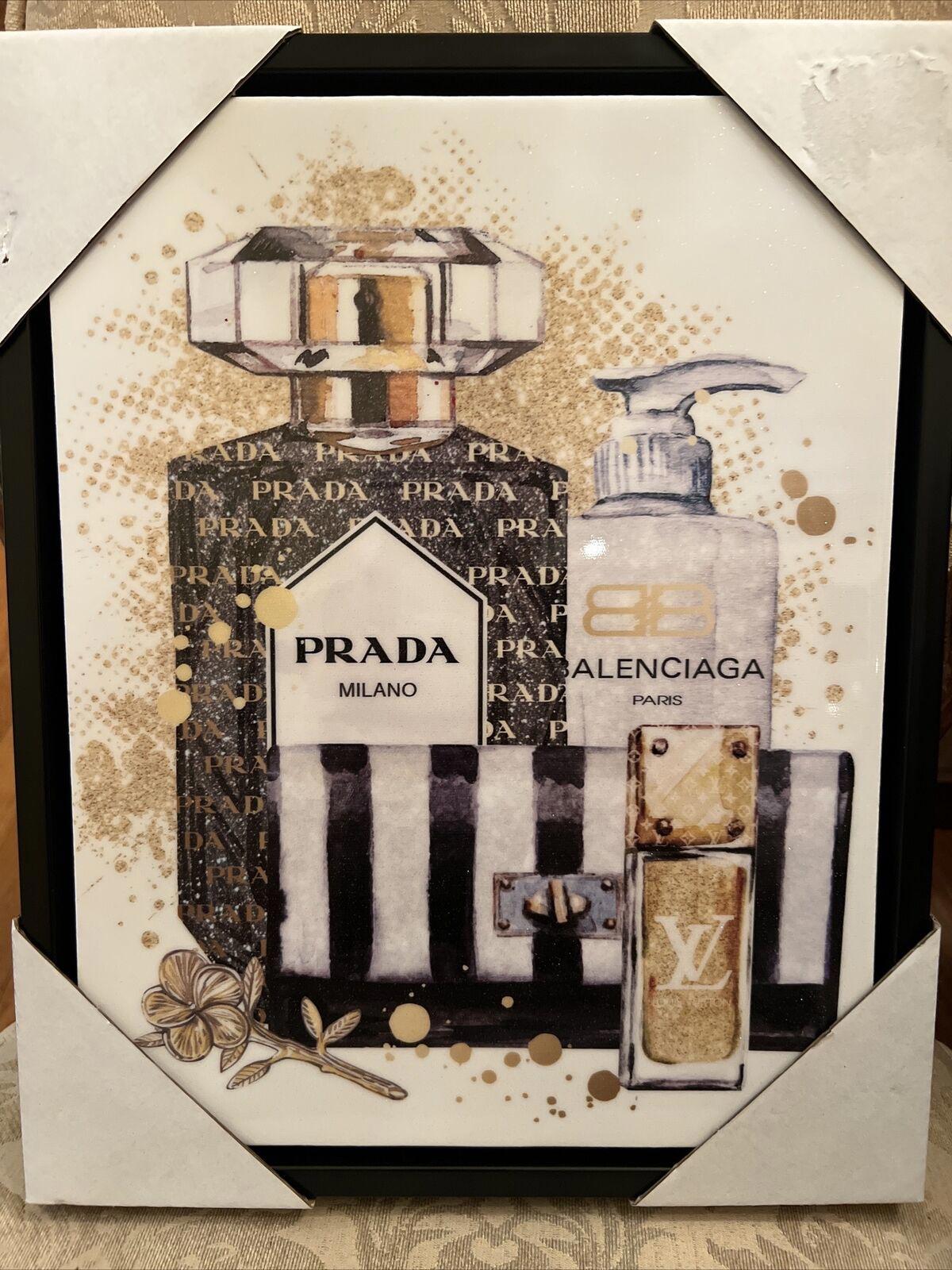 PRADA BALENCIAGA LOUIS VUITTON WALL ART CANVAS PERFUME LOTION DESIGNER FRAMED