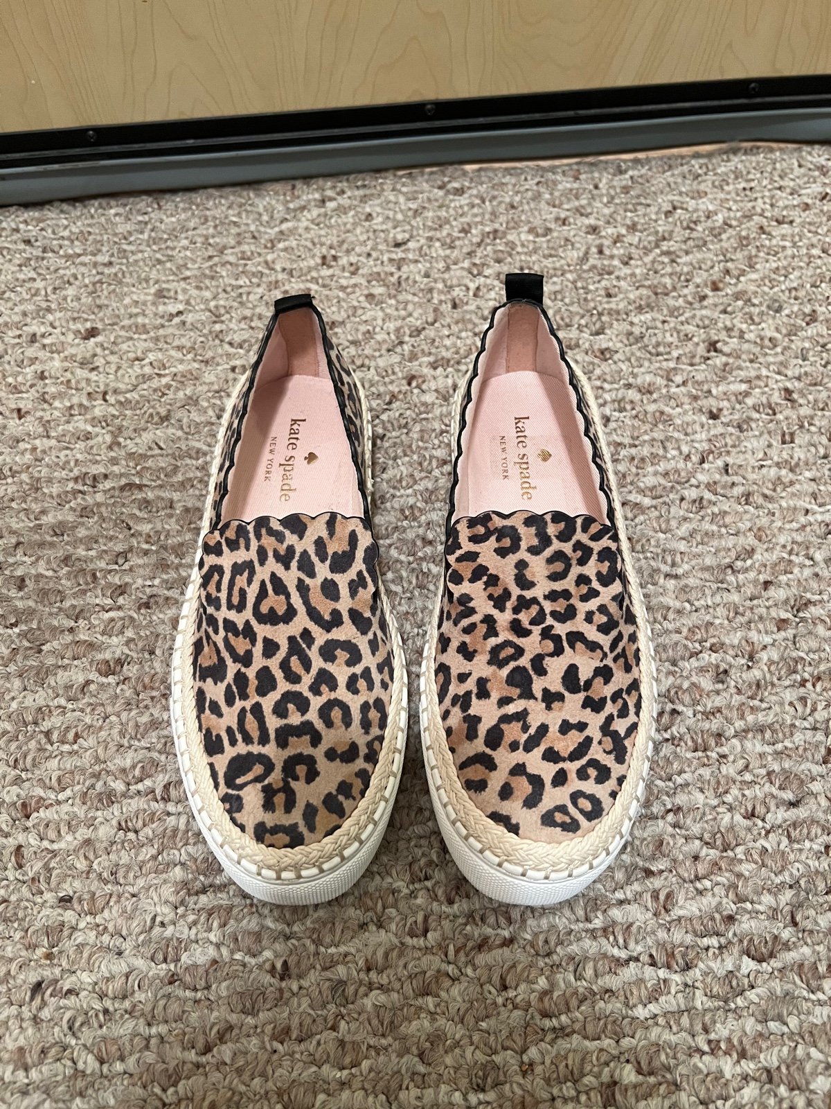 New Kate Spade Scalloped Slip On Sneaker Loren Leopard Print