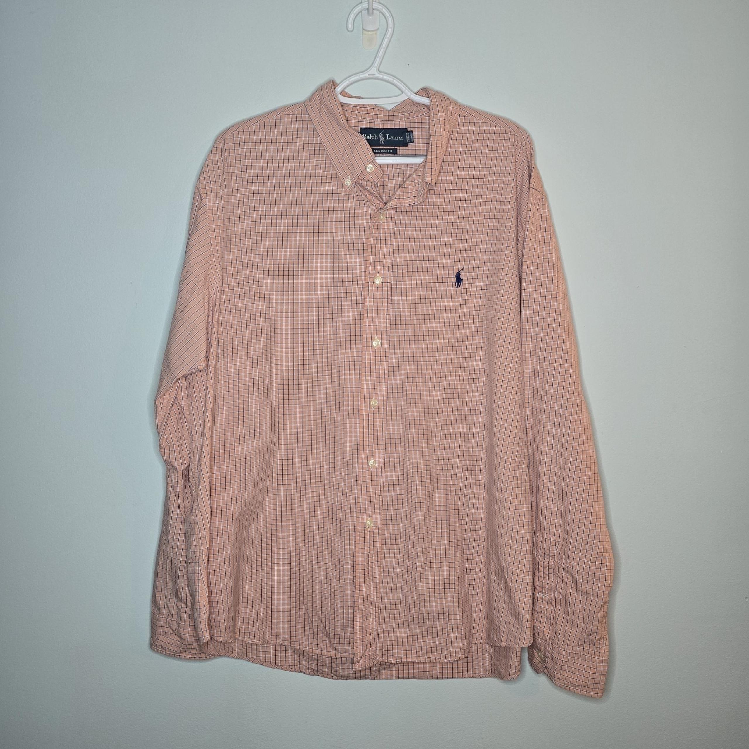 Ralph Lauren Mens Button Down Dress Shirt Salmon XXL Custom Fit