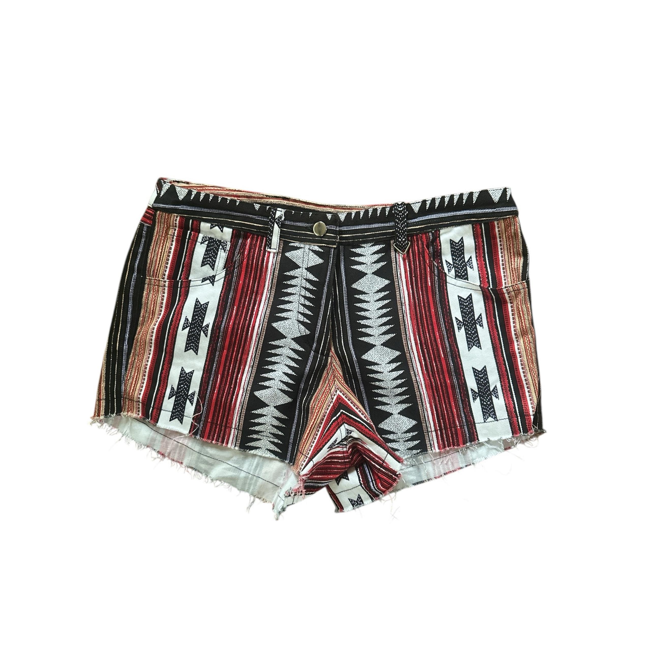 NWT Women US-8 Tallow Navajo Dream Shorts Printed Stripe Boho Cotton Fray Hem
