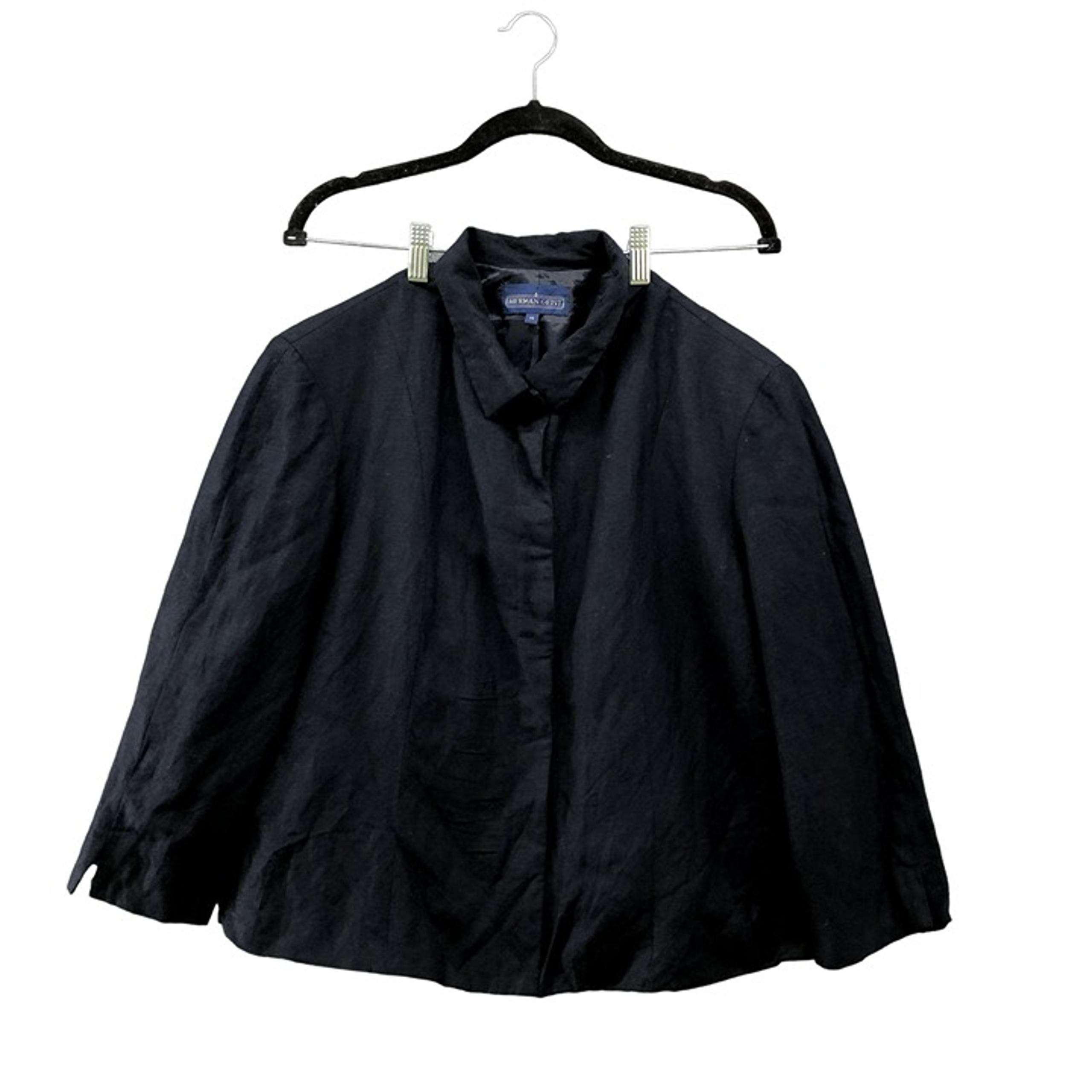 Herman Geist Womens Linen Blend Blazer Jacket Navy Blue Size 14 Minimalist