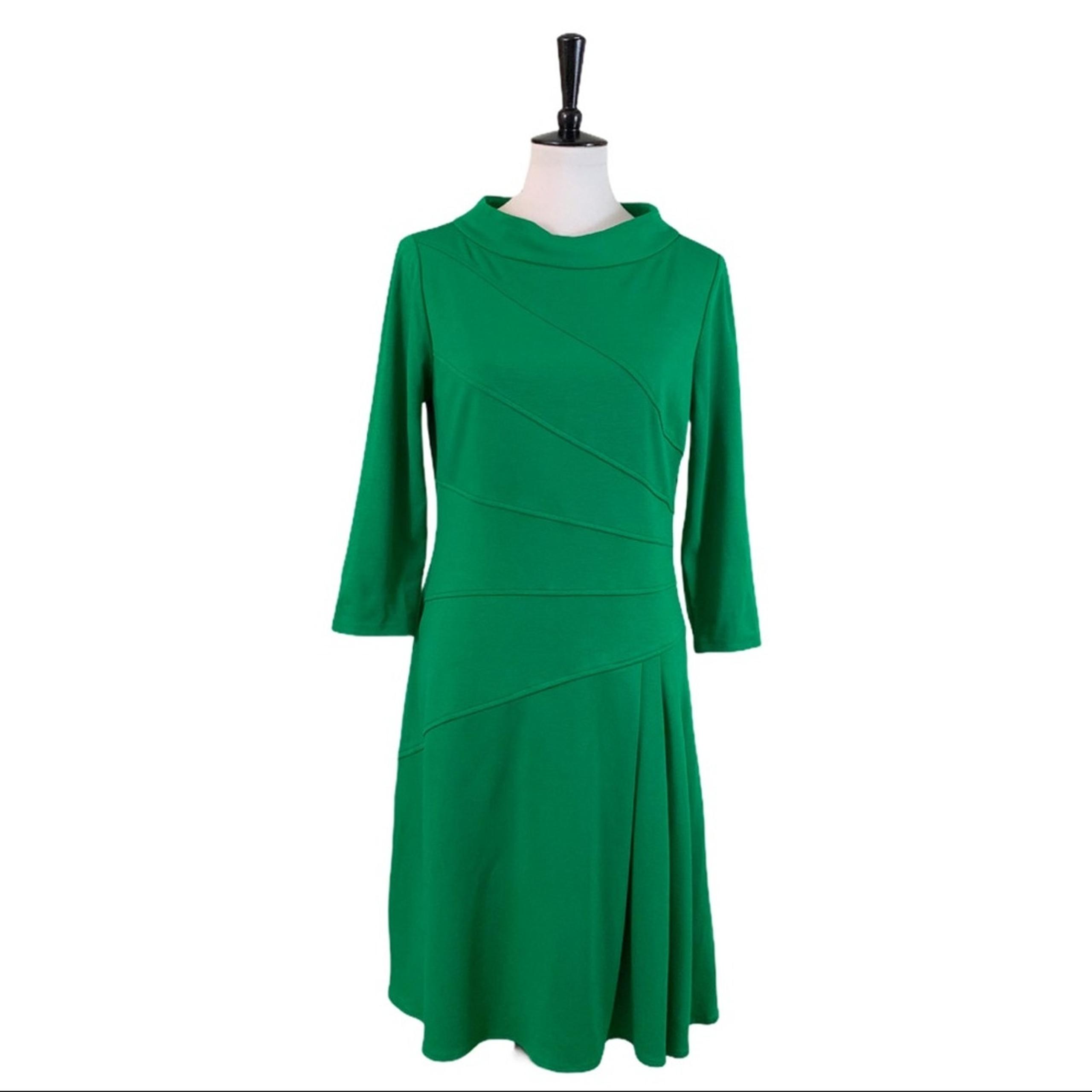 Muse Women's Ponte Knit Mock Neck Retro Style Dress Emerald Green Size 12