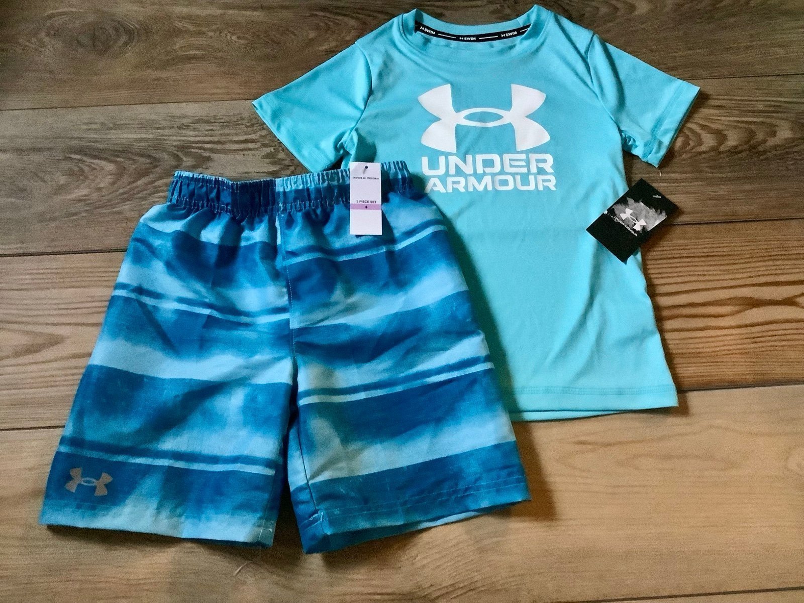 Under Armour boys swim shirt & trunk set blue size 6( NWT)~PRICE IS FIRM~