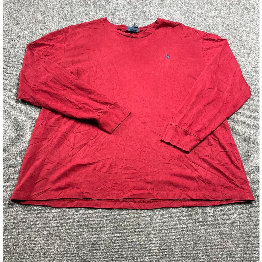 Polo Ralph Lauren Red Men's Shirt Full Sleeve Crew Neck Thermal Cotton Size XL