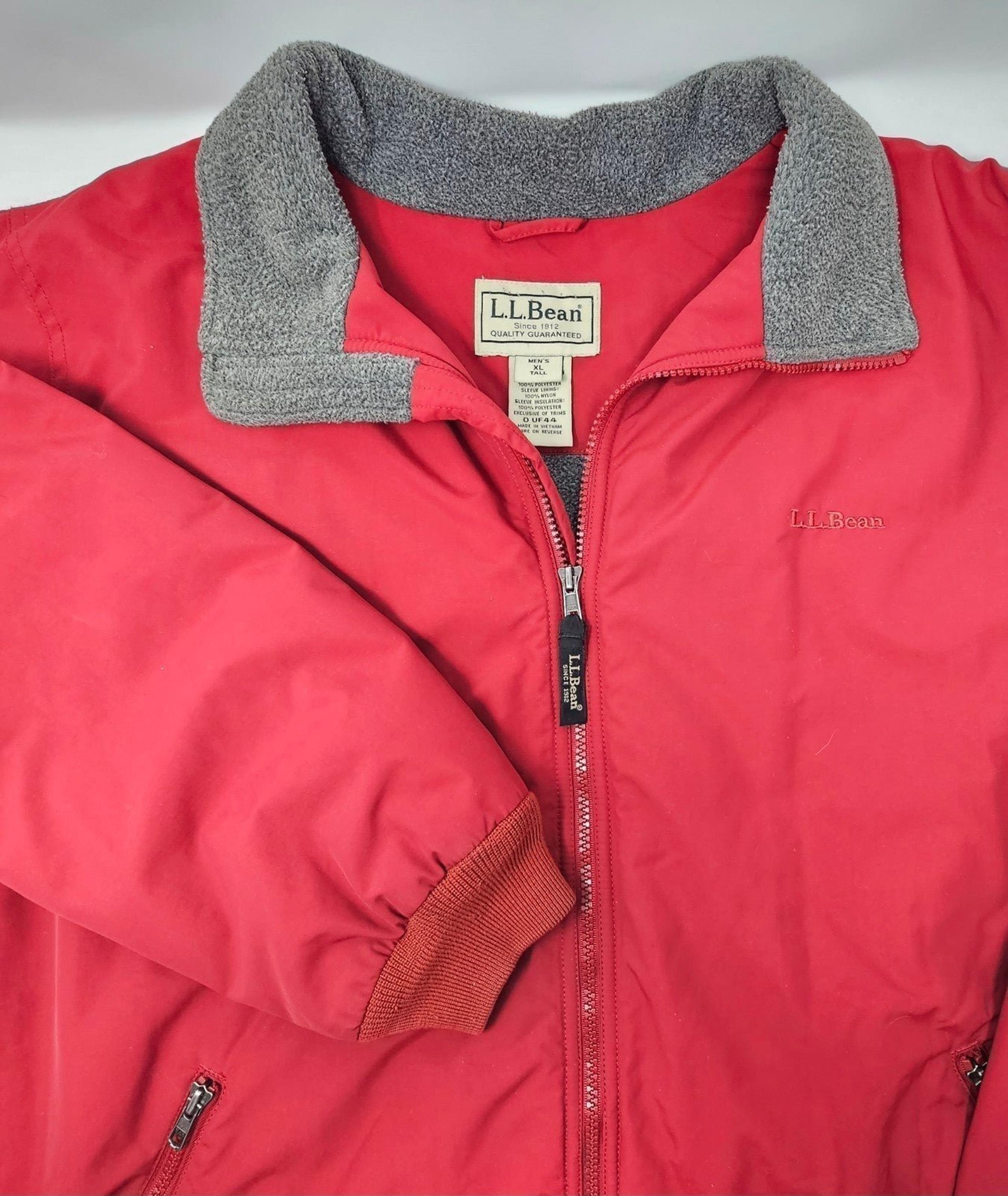 LL Bean Men's Warm-Up Jacket Fleece Lined Men's Size XL Tall Full Zip Red Coat