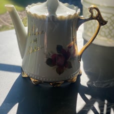 Vtg Lefton Japan Cabbage Rose Pattern Porcelain Floral Teapot Tall