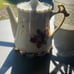 Vtg Lefton Japan Cabbage Rose Pattern Porcelain Floral Teapot Tall