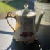 Vtg Lefton Japan Cabbage Rose Pattern Porcelain Floral Teapot Tall