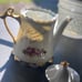 Vtg Lefton Japan Cabbage Rose Pattern Porcelain Floral Teapot Tall