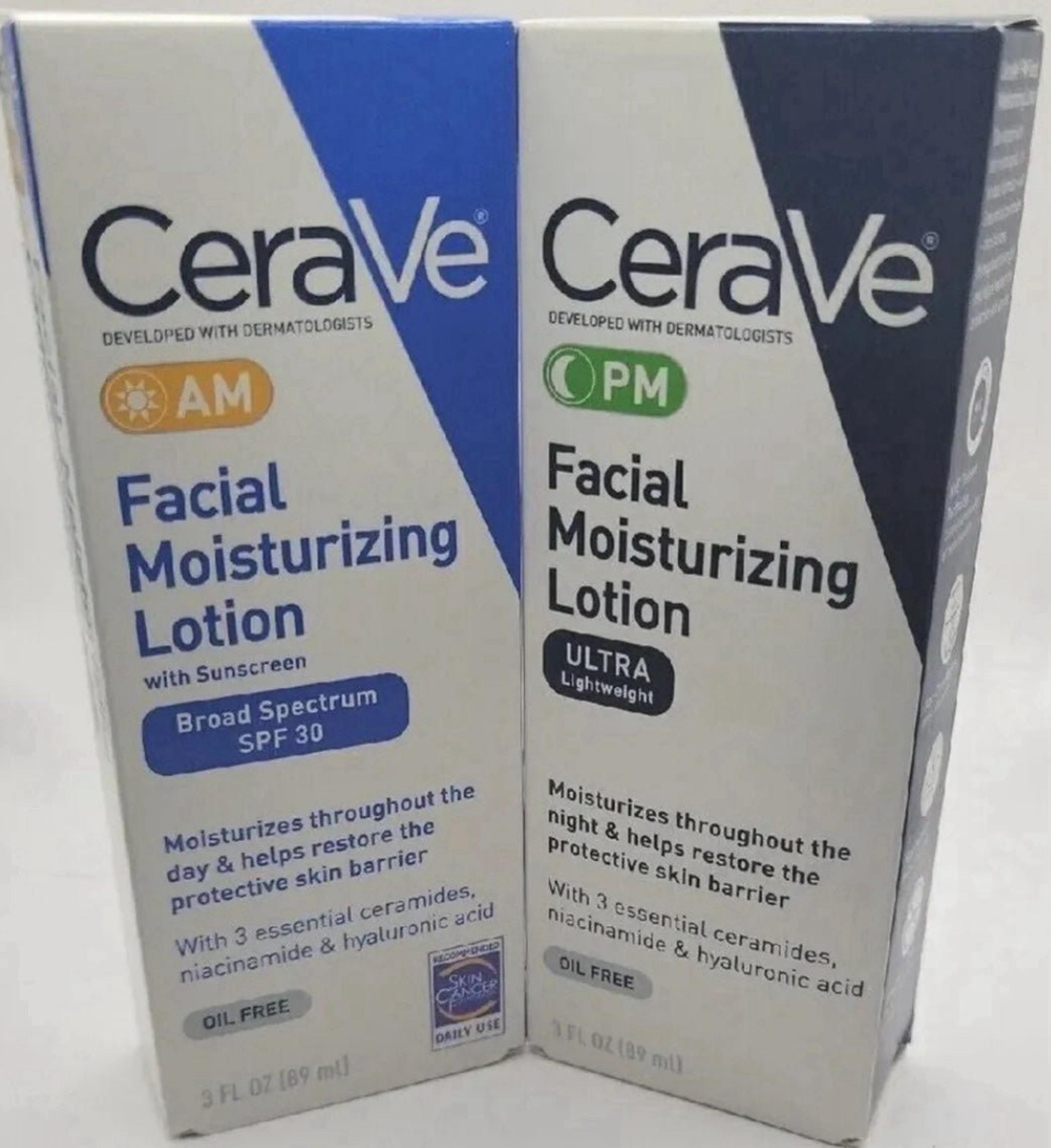 CeraVe  AM/PM Facial Moisturizing Lotion Skin Care Set Ultra Lightweight 3oz
