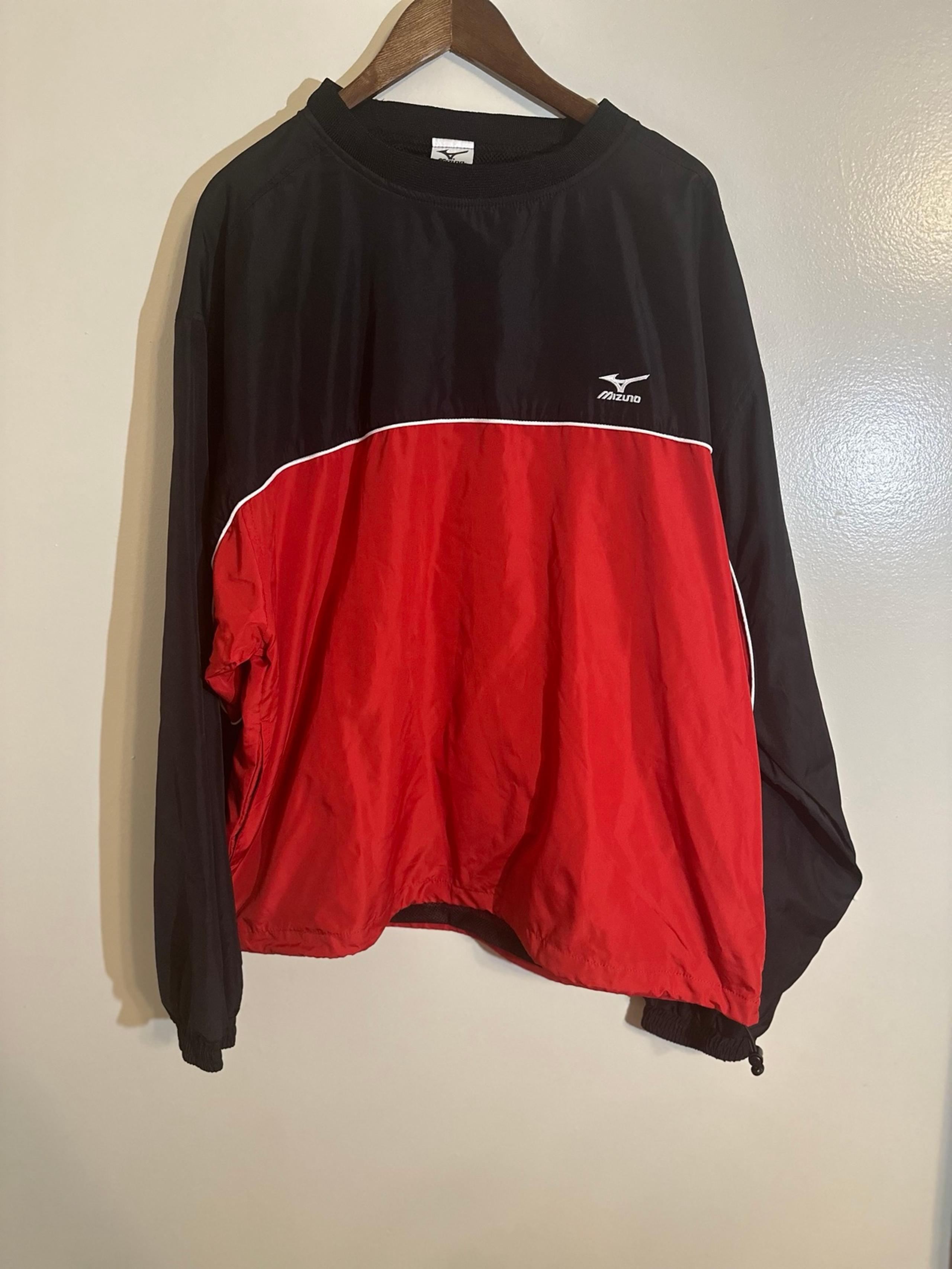 Mizuno Windbreaker Long Sleeve - Red & Black XL Men’s Jacket With Pockets