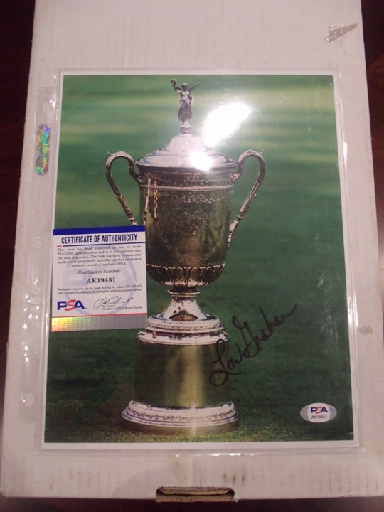 LOU GRAHAM U.S. OPEN TROPHY PGA STAR HAND SIGNED AUTO 8X10 PSA