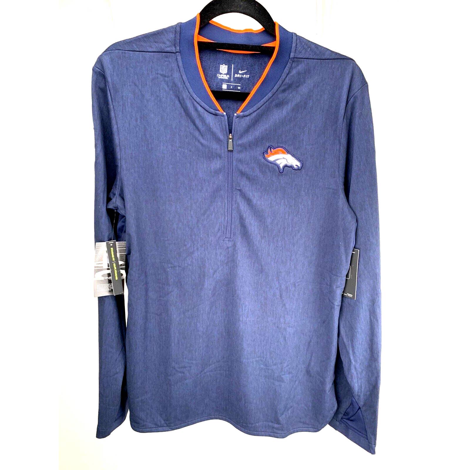 Nike Denver Broncos Half Zip Pullover Jacket Blue Size S On Field 906919-419