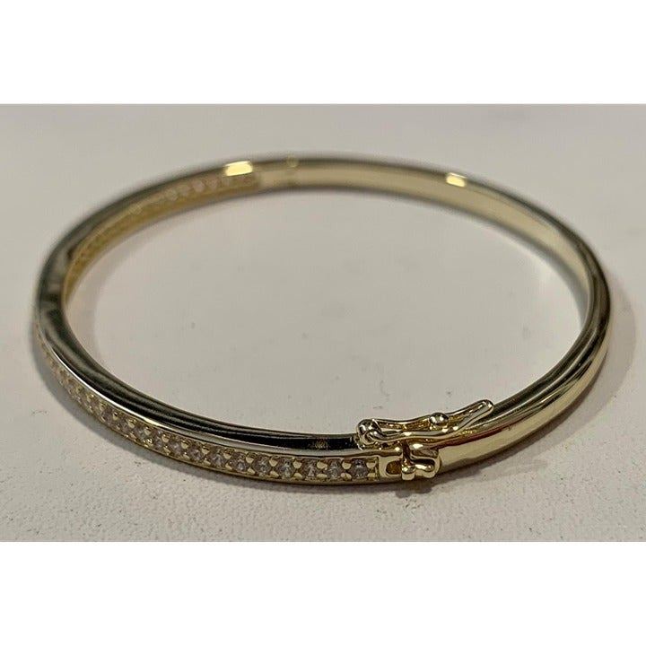 Women 14K Gold Plated Cubic Zirconia Bangle Classic Tennis Bracelet