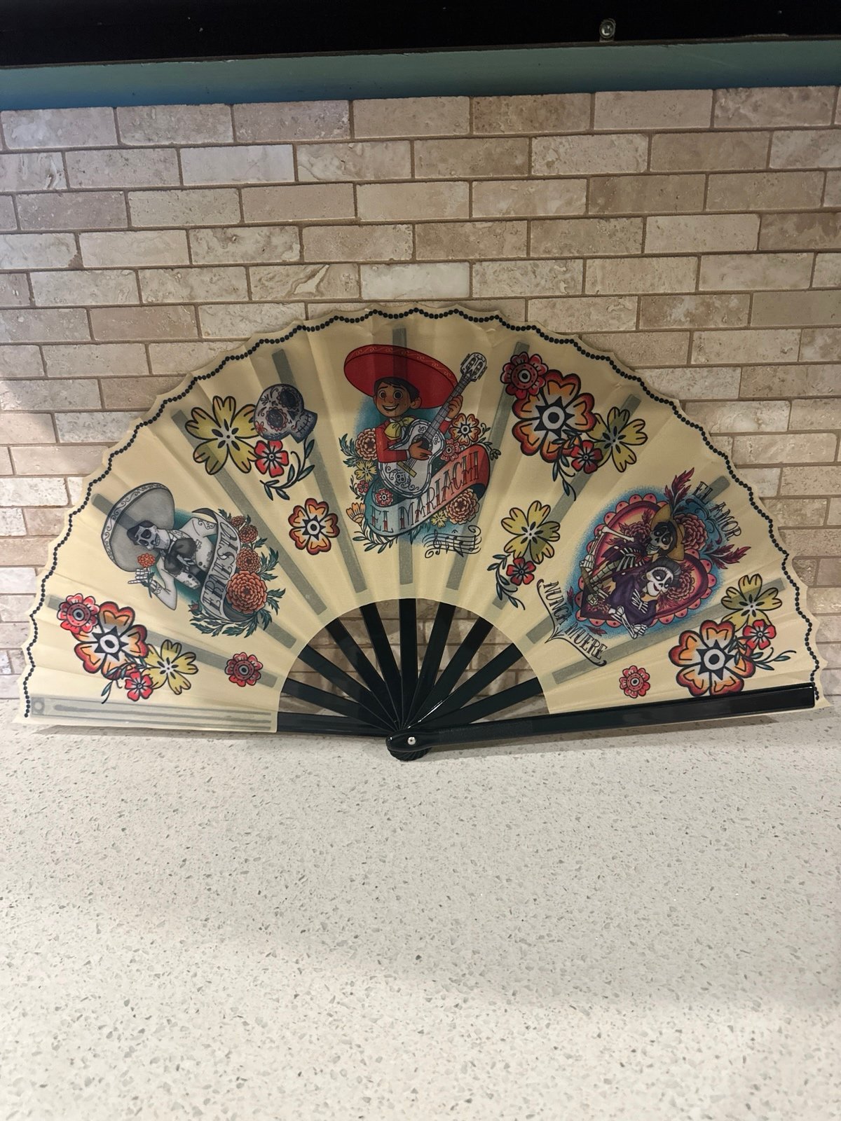 Disney Parks Disneyland Resort Hand Held Fan Coco Miguel Day of The Dead Skulls