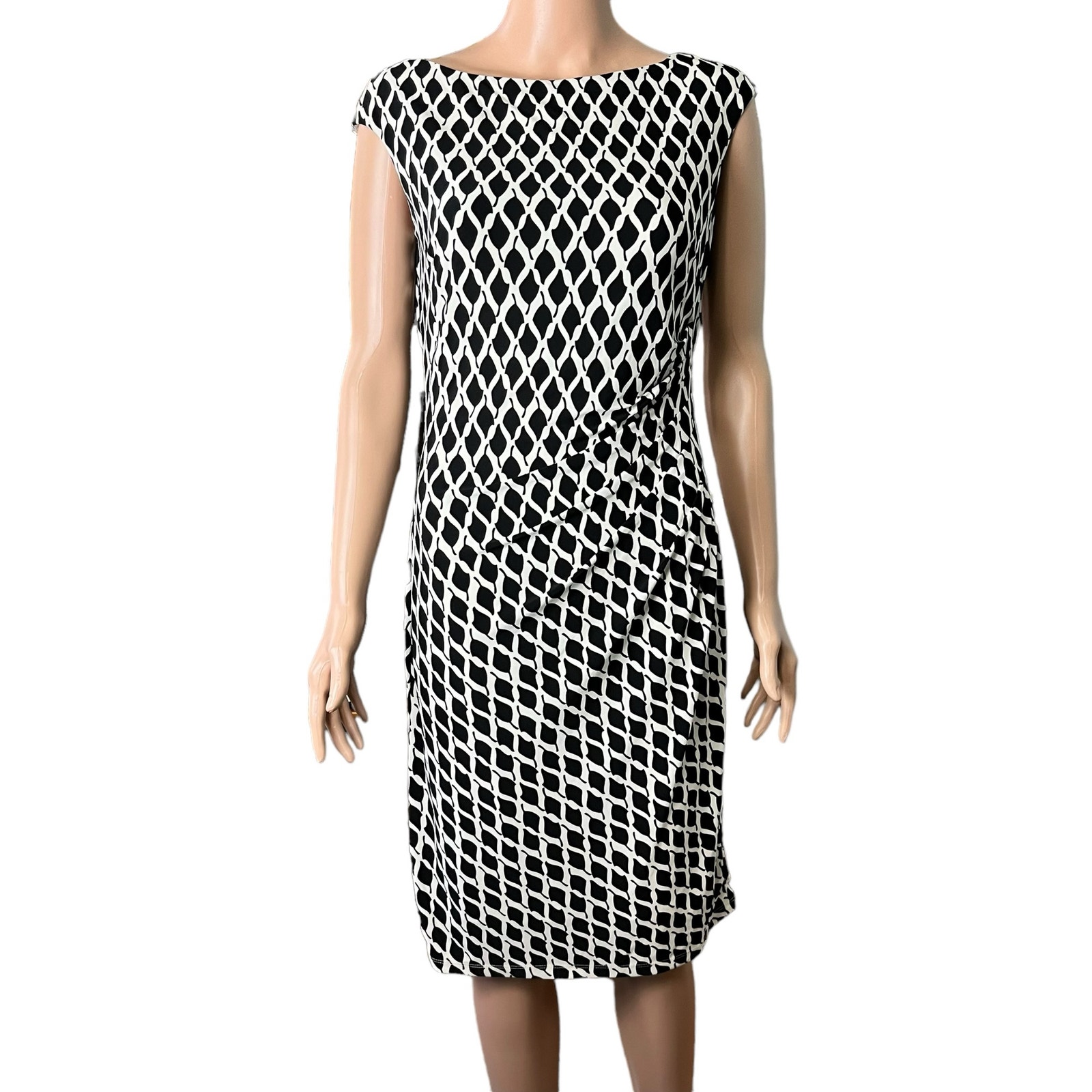 Lauren Ralph Lauren Green Label Leaf Pattern Ruched Stretchy Dress Career Wear 8