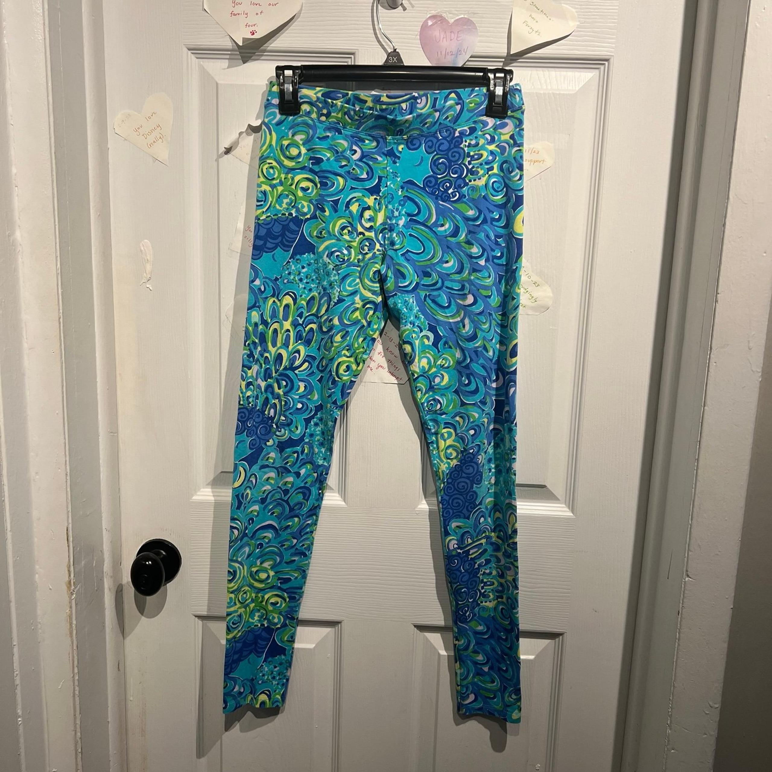 Lilly Pulitzer Girls Maia Leggings XL Lilly’s Lagoon
