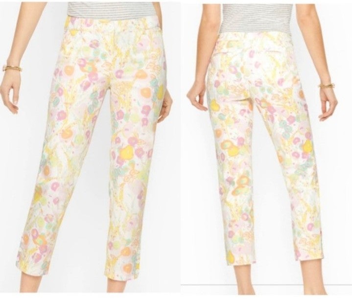 Talbots the perfect crop pastel floral print pants size 6.