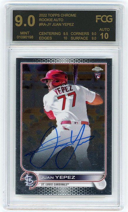 Juan Yepez 2022 Topps Chrome Rookie Auto FCG 9 Auto 10