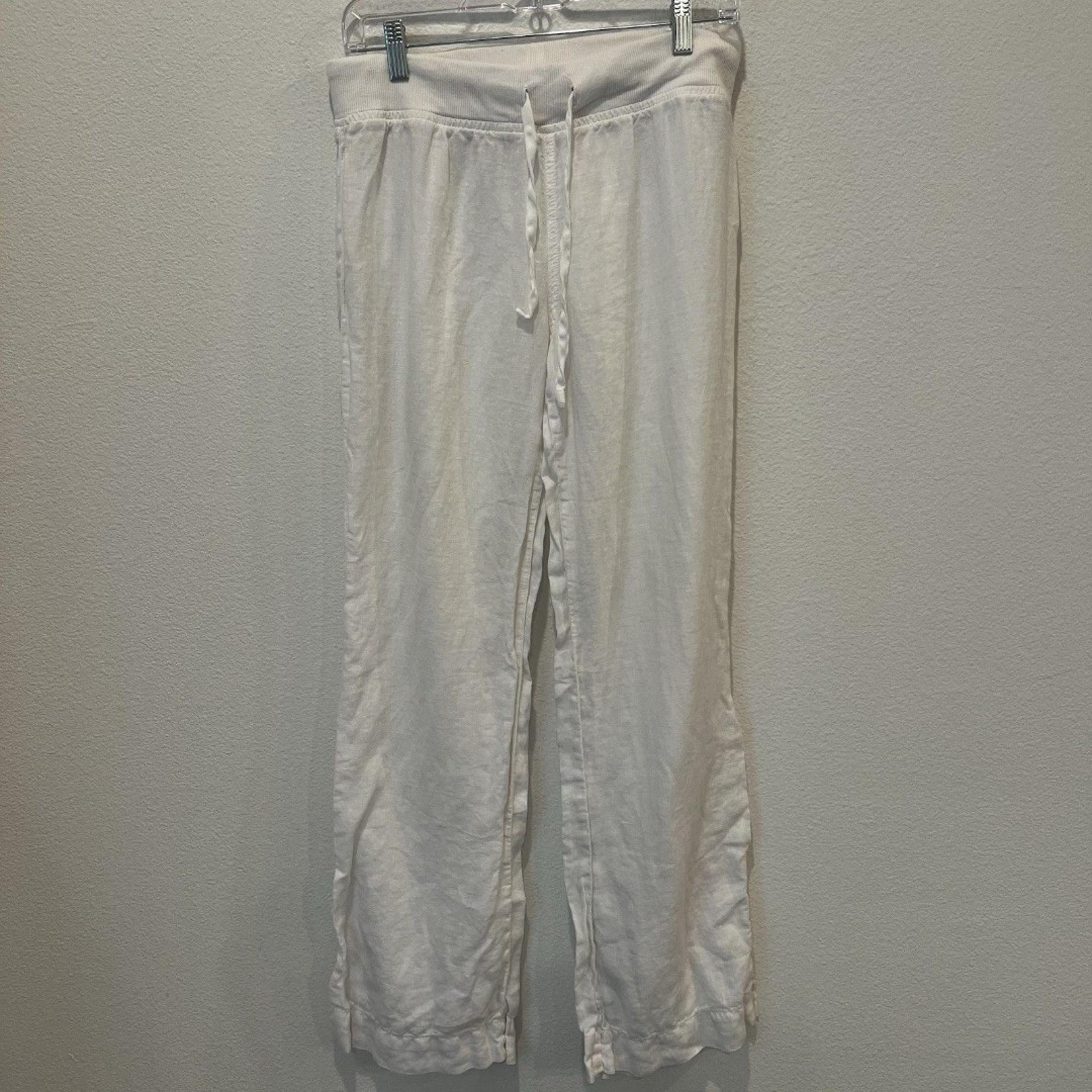 Bella Dahl Women’s White Linen Pants Size M Beach Summer Coastal Grandma Party