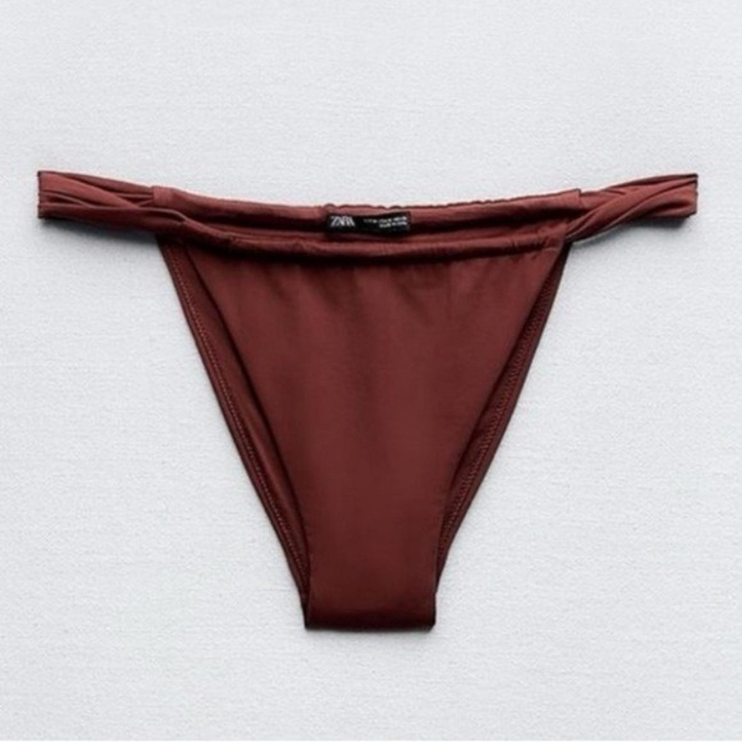 NEW ZARA Women’s Curtain String Bikini Bottom - Burnt Rust Brown