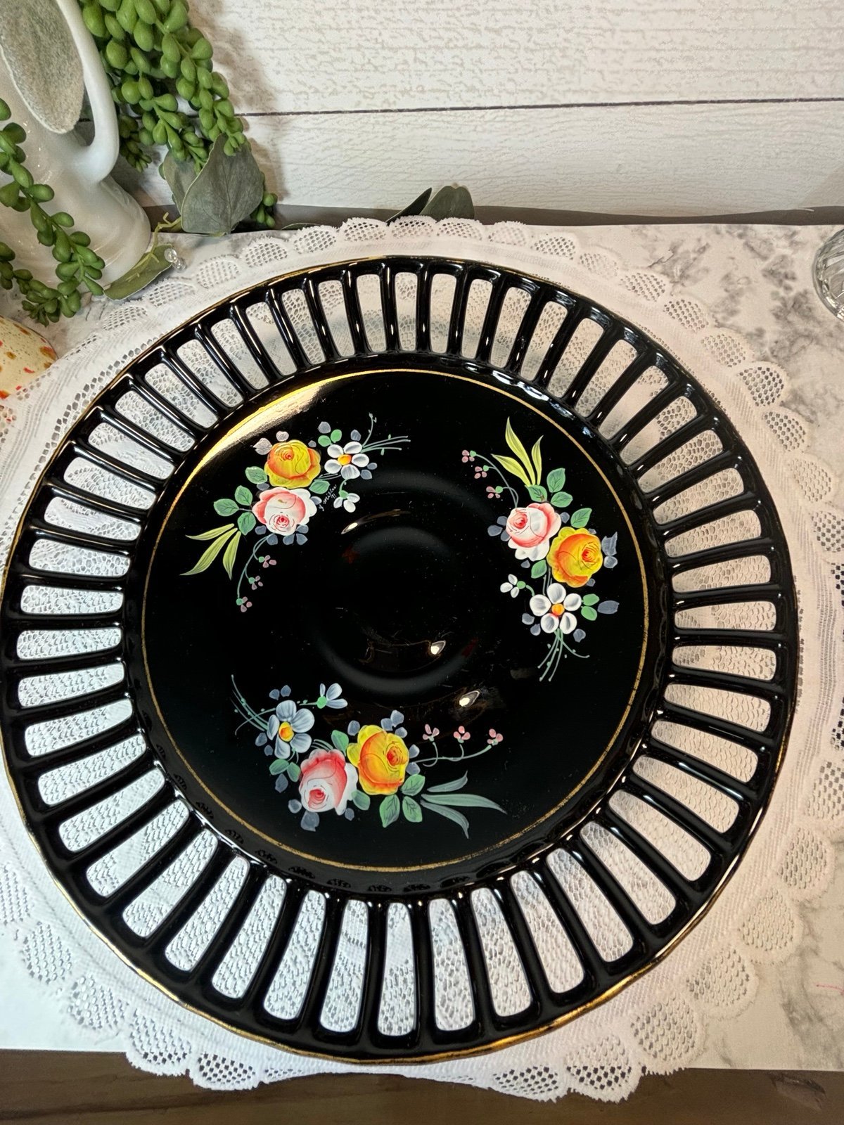 Vintage Westmoreland black Amethyst Milk Glass Bowl