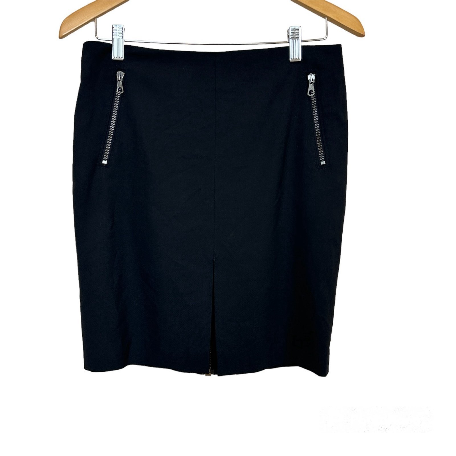 Rag & Bone Barney’s Black Bureau Zipper Front Slit Pencil Mini Skirt Women’s Sz